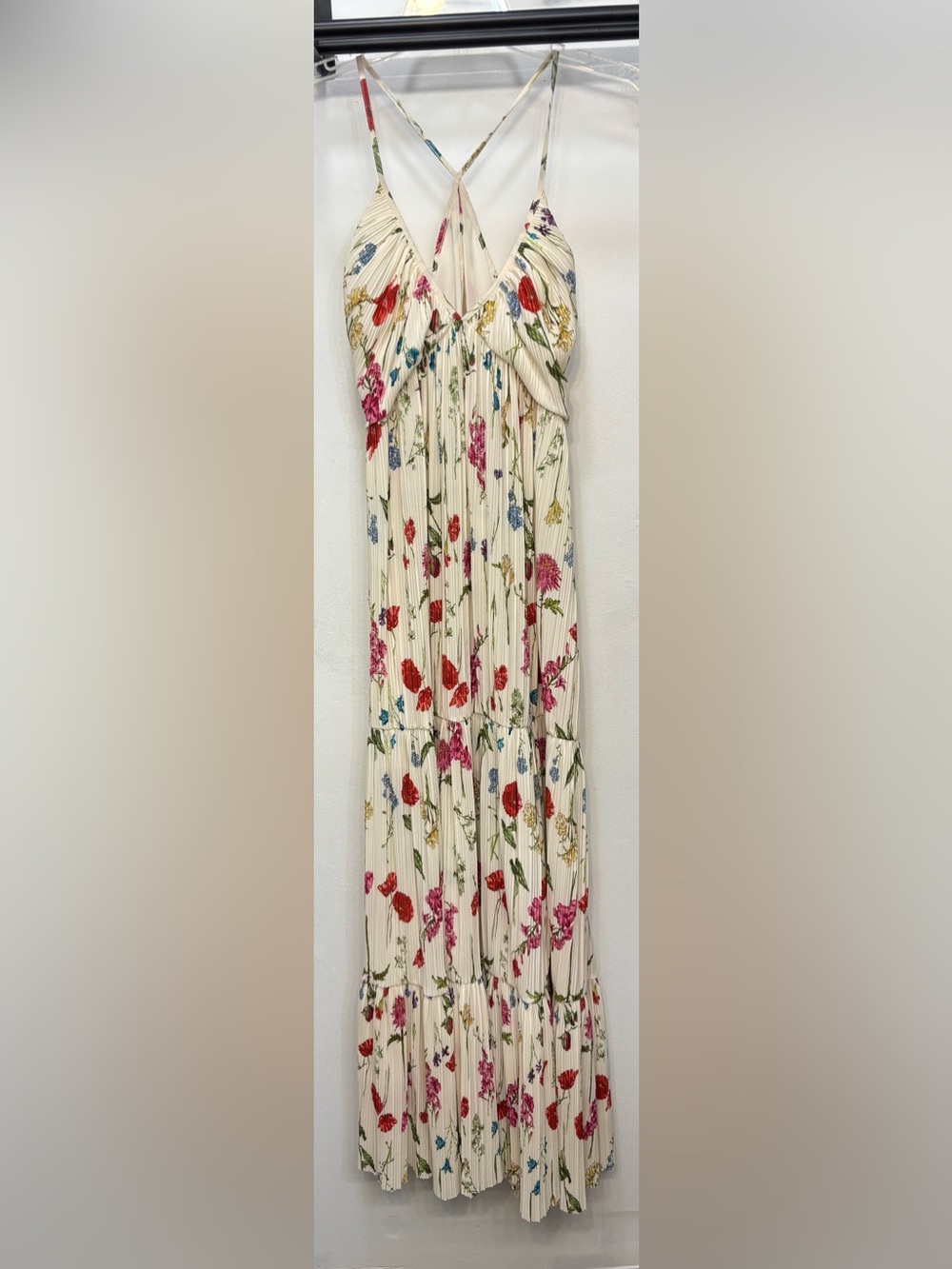 H&M Cream Floral Printed Keyhole X Back Sleeveless Maxi Dress Women Medium NWOT